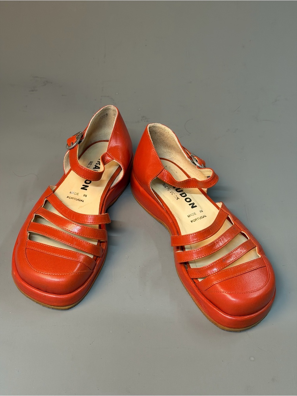 Women’s Red Mary Jane Flats with Strappy Upper